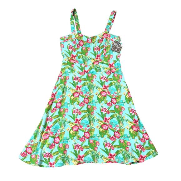 Matilda Jane Dresses & Skirts - NWT Matilda Jane Sun Dress Sleeveless Size 6 Turquoise Tropical Floral Pin Up